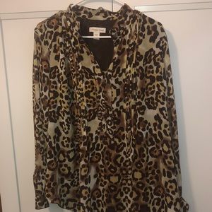Coldwater Creek Slimming Portafino  Cheetah Blouse